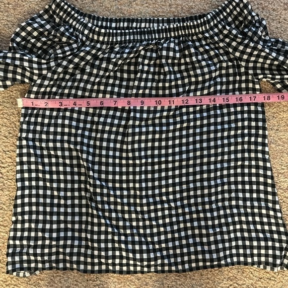 Sanctuary Off the Shoulder Black Gingham Charlotte Check Print Blouse. Sz XS - Picture 5 of 11